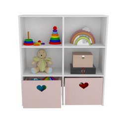 Estante De Nichos Com Baús Organizadores Coração Stefani 100% MDF WoodCore - 4