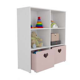 Estante De Nichos Com Baús Organizadores Coração Stefani 100% MDF WoodCore - 2