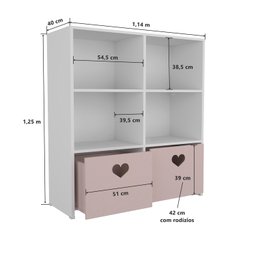 Estante De Nichos Com Baús Organizadores Coração Stefani 100% MDF WoodCore - 8
