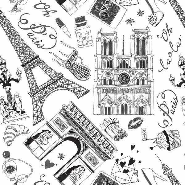 Papel De Parede Adesivo Lavável Torre Eiffel 9m - 1