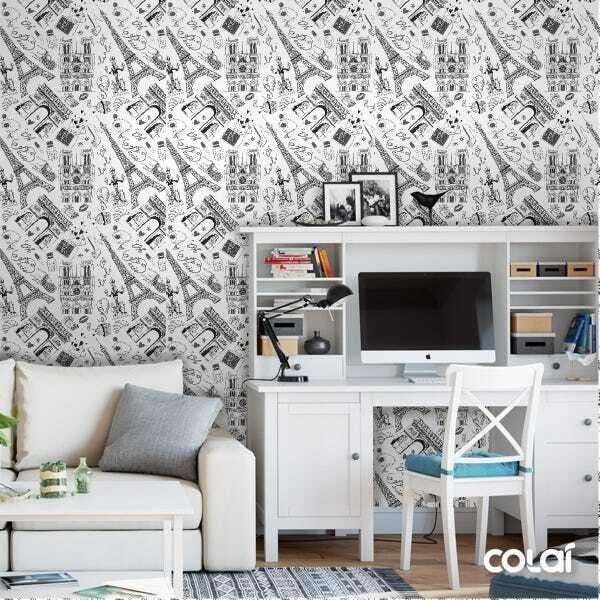 Papel De Parede Adesivo Lavável Torre Eiffel 9m - 2