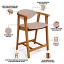 Ver imagem 4 de Kit 05 Banquetas Baixa para Cozinha Sala Jantar Bancada Cecília L02 Linho Rosê - Lyam Decor