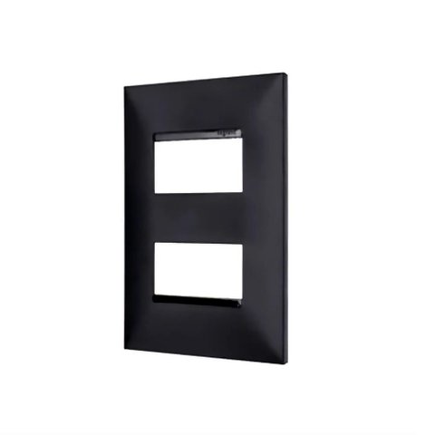 Placa Pial Plus+ 4x2cm Dois Postos Separados Preto - Pial Legrand