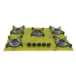 Fogão Cooktop a Gás Chapa 5 Bocas Ultra Chama 127/220v Marmo Marmorizado Amarelo - 1