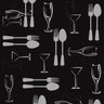 Papel De Parede Lavável Talheres Com Fundo Preto 6m - 1