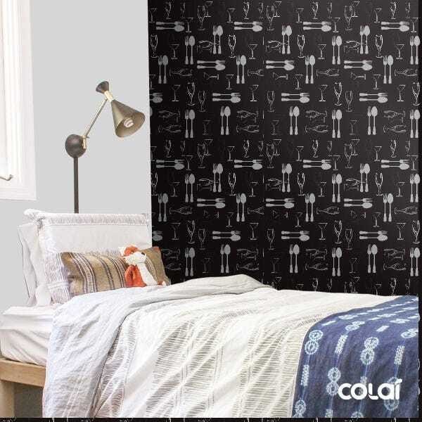 Papel De Parede Lavável Talheres Com Fundo Preto 6m - 3