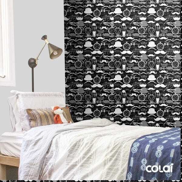 Papel De Parede Lavável Moustache Preto E Branco 6m - 3