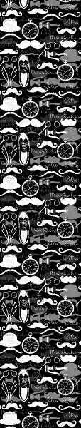 Papel De Parede Lavável Moustache Preto E Branco 6m - 7