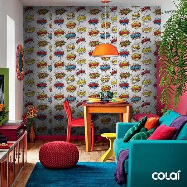 Papel De Parede Adesivo Lavável Pancadas De Quadrinhos 6m - 5