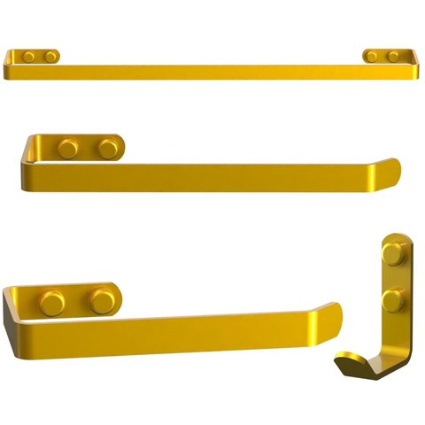 Kit Acessórios para Banheiro 4 Peças Dourado Fs Plus