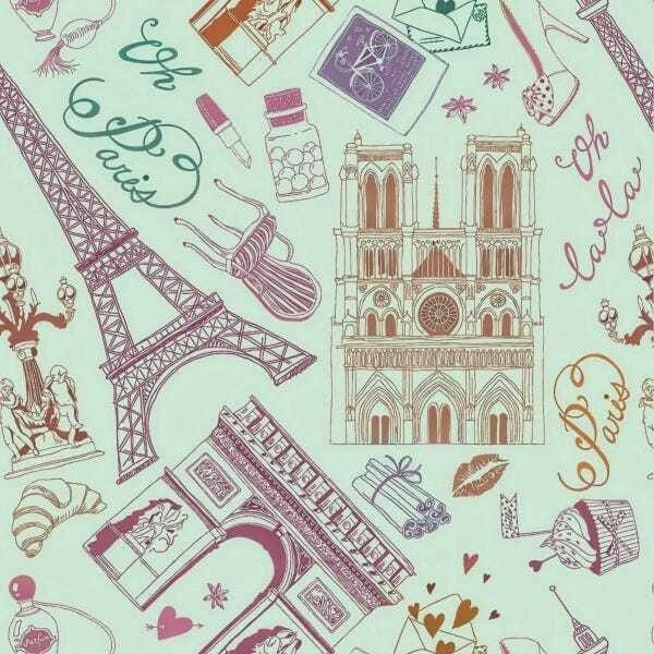 Papel De Parede Adesivo Lavável Paris Verde 12m - 1