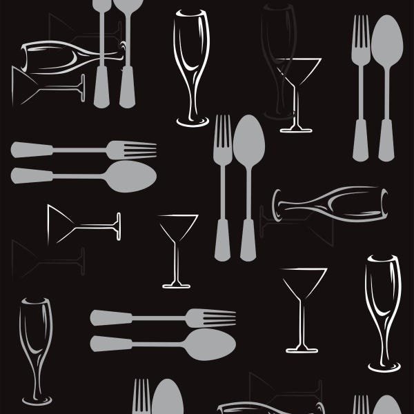 Papel De Parede Lavável Talheres Com Fundo Preto 12m - 1