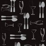 Papel De Parede Lavável Talheres Com Fundo Preto 12m - 1