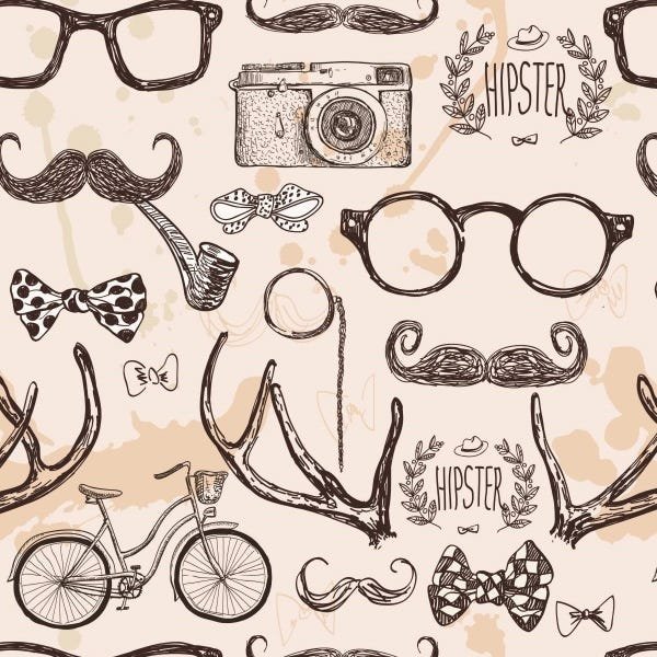 Papel De Parede Adesivo Lavável Hipster 12m - 1