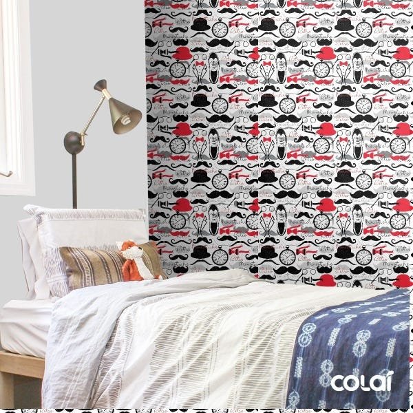 Papel De Parede Adesivo Lavável Moustache 12m - 3