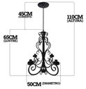Ver imagem 2 de Lustre Rústico em Ferro Estilo Vintage para Iluminação de Sala de Estar - Preto