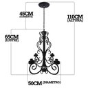 Ver imagem 2 de Lustre Rústico em Ferro Estilo Vintage para Iluminação de Sala de Estar - Preto