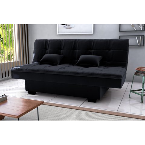 Sofá Cama Esmeralda Veludo Preto E451 - Matrix