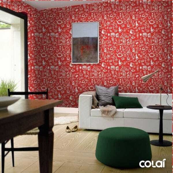 Papel De Parede Adesivo Lavável Café Vermelho 15m - 4