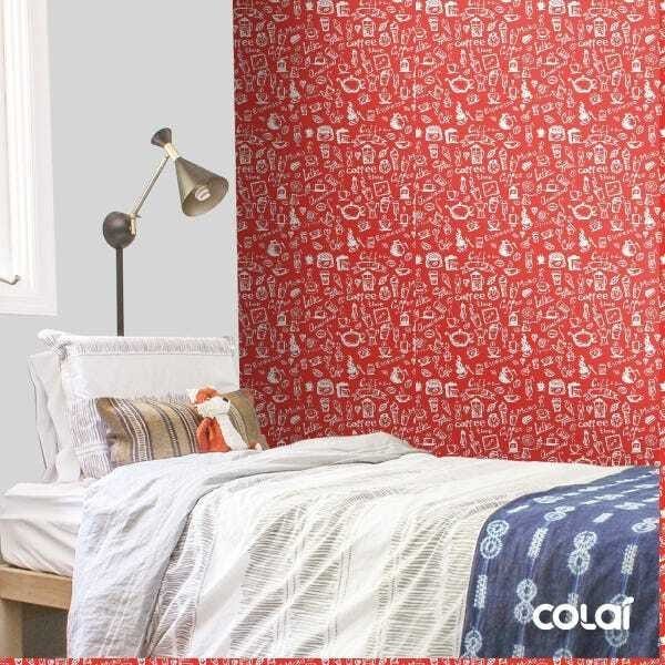 Papel De Parede Adesivo Lavável Café Vermelho 15m - 3