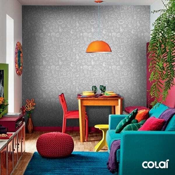 Papel De Parede Adesivo Lavável Café Cinza E Branco 15m - 5