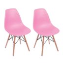 Ver imagem 1 de Kit 2 Cadeiras Charles Eames Eiffel Rosa Base Madeira Sala Cozinha Jantar - Bering