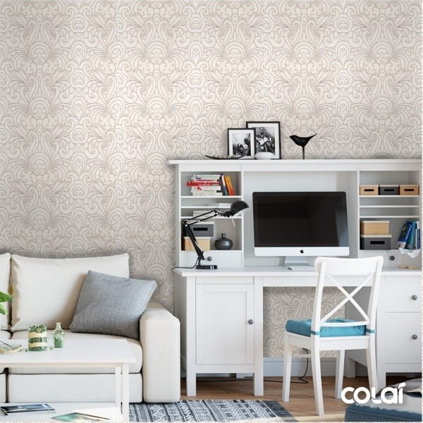 Papel De Parede Adesivo Lavável Arabesco Marrom Claro 6m - 2