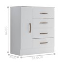Ver imagem 3 de Cômoda Toledo 4 Gavetas 1 Porta MDP Branco Quarto Sapateira Mobiliart