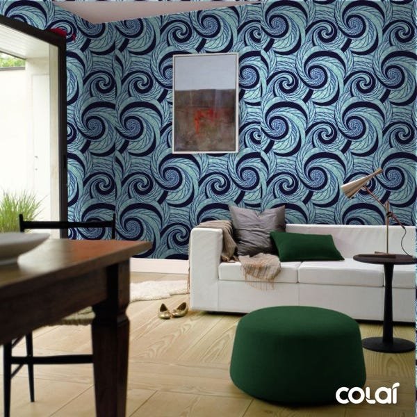 Papel De Parede Adesivo Lavável Loop Azul 6m - 4