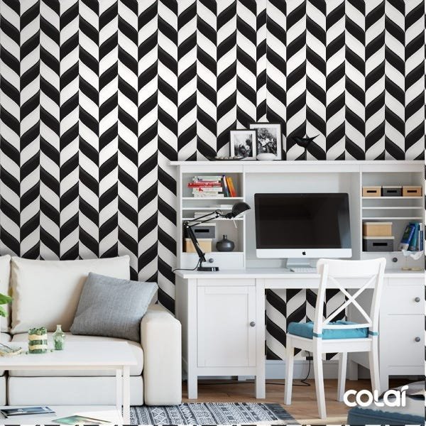 Papel De Parede Lavável Arabesco Preto E Branco 3m - 2