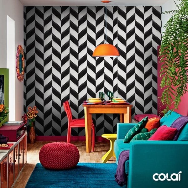 Papel De Parede Lavável Arabesco Preto E Branco 3m - 5