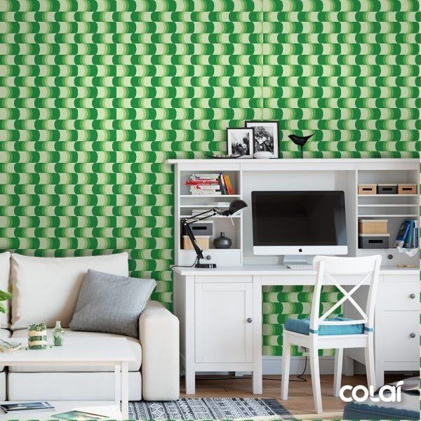 Papel De Parede Adesivo Lavável Abstrato Sinuoso Verde 9m - 2