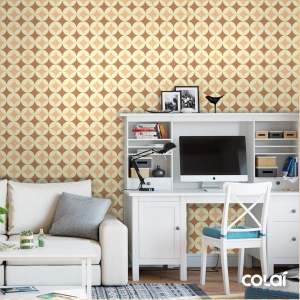 Papel De Parede Adesivo Lavável Abstrato Marrom E Rosê 9m - 2