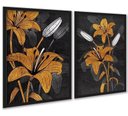 Ver imagem 2 de Kit 2 Quadros Flores Marrom e Preto - Lírios 45x34cm:moldura Preta