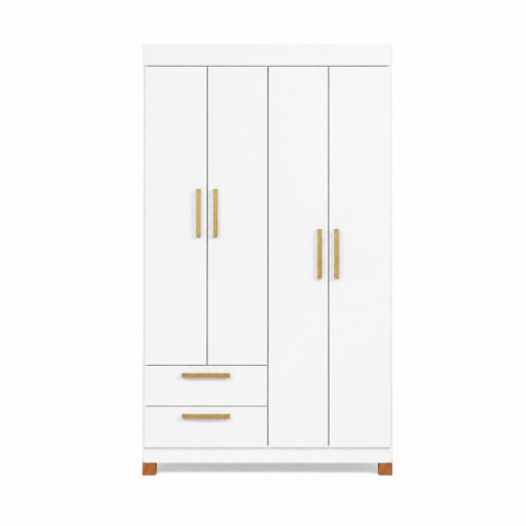Guarda-Roupa 4 Portas e 2 Gavetas Smart Branco
