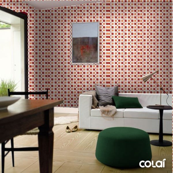 Papel De Parede Lavável Arabesco Amarelo E Vermelho 15m - 4