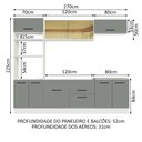Ver imagem 4 de Armário de Cozinha Completa 270cm Branco Cinza Agata Madesa 03