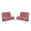Ver imagem 1 de Kit 2 Poltronas Namoradeira 2 Lugares Vênus Braço Alumínio D Salla Suede Rosa