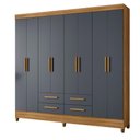 Ver imagem 1 de Guarda Roupa Roupeiro Casal Quarto Florida 8 Portas 4 Gavetas Freijo com Cinza - Moval