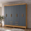 Ver imagem 2 de Guarda Roupa Roupeiro Casal Quarto Florida 8 Portas 4 Gavetas Freijo com Cinza - Moval