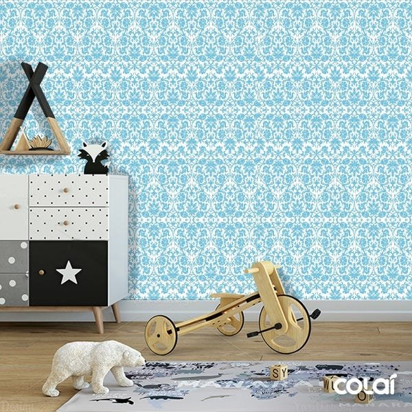 Papel De Parede Adesivo Lavável Abstrato Azul 6m - 3