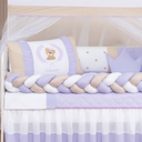 Ver imagem 2 de Kit Berço Trança Ursinho Marinho Menino 11 Peças com Saia:lilas