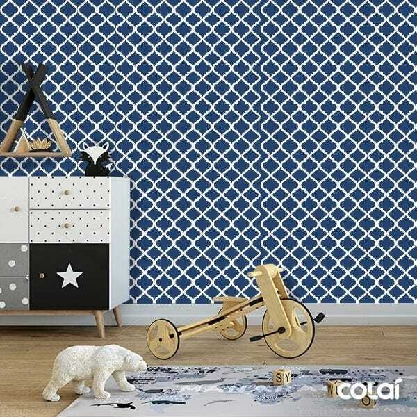 Papel De Parede Adesivo Lavável Abstrato Azul Petróleo 9m - 3