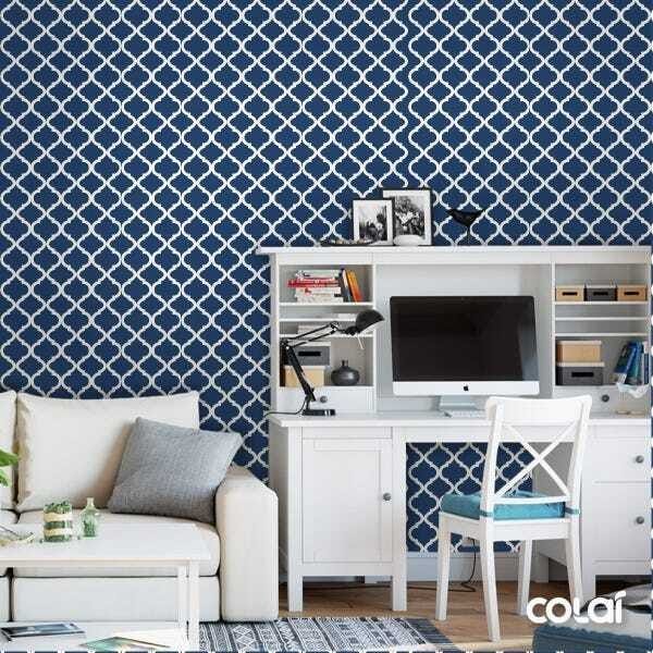Papel De Parede Adesivo Lavável Abstrato Azul Petróleo 9m - 2