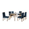 Conjunto Sala de Jantar 6 Lugares Mesa Slim Madeira Maciça e Cadeiras em Veludo Azul - 2