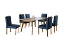 Ver imagem 2 de Conjunto Sala de Jantar 6 Lugares Mesa Slim Madeira Maciça e Cadeiras em Veludo Azul