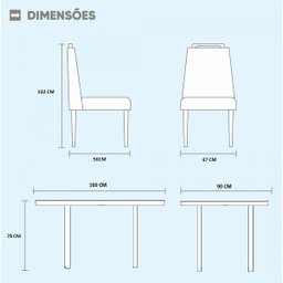 Conjunto Sala de Jantar 6 Lugares Mesa Slim Madeira Maciça e Cadeiras em Veludo Azul - 6