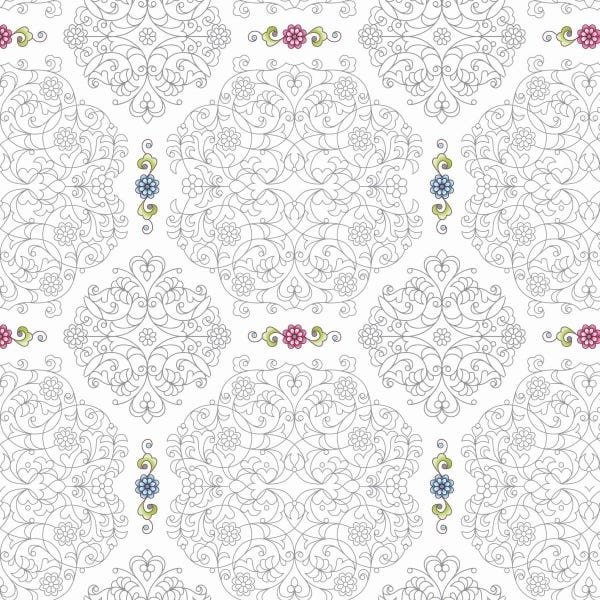 Papel De Parede Lavável Abstrato Cinza E Flores 9m - 1