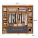 Ver imagem 7 de Kit Guarda Roupa Casal Doble e Cômoda Fontana 8 Portas 11 Gavetas MDP Freijo Titanium