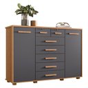 Ver imagem 6 de Kit Guarda Roupa Casal Doble e Cômoda Fontana 8 Portas 11 Gavetas MDP Freijo Titanium